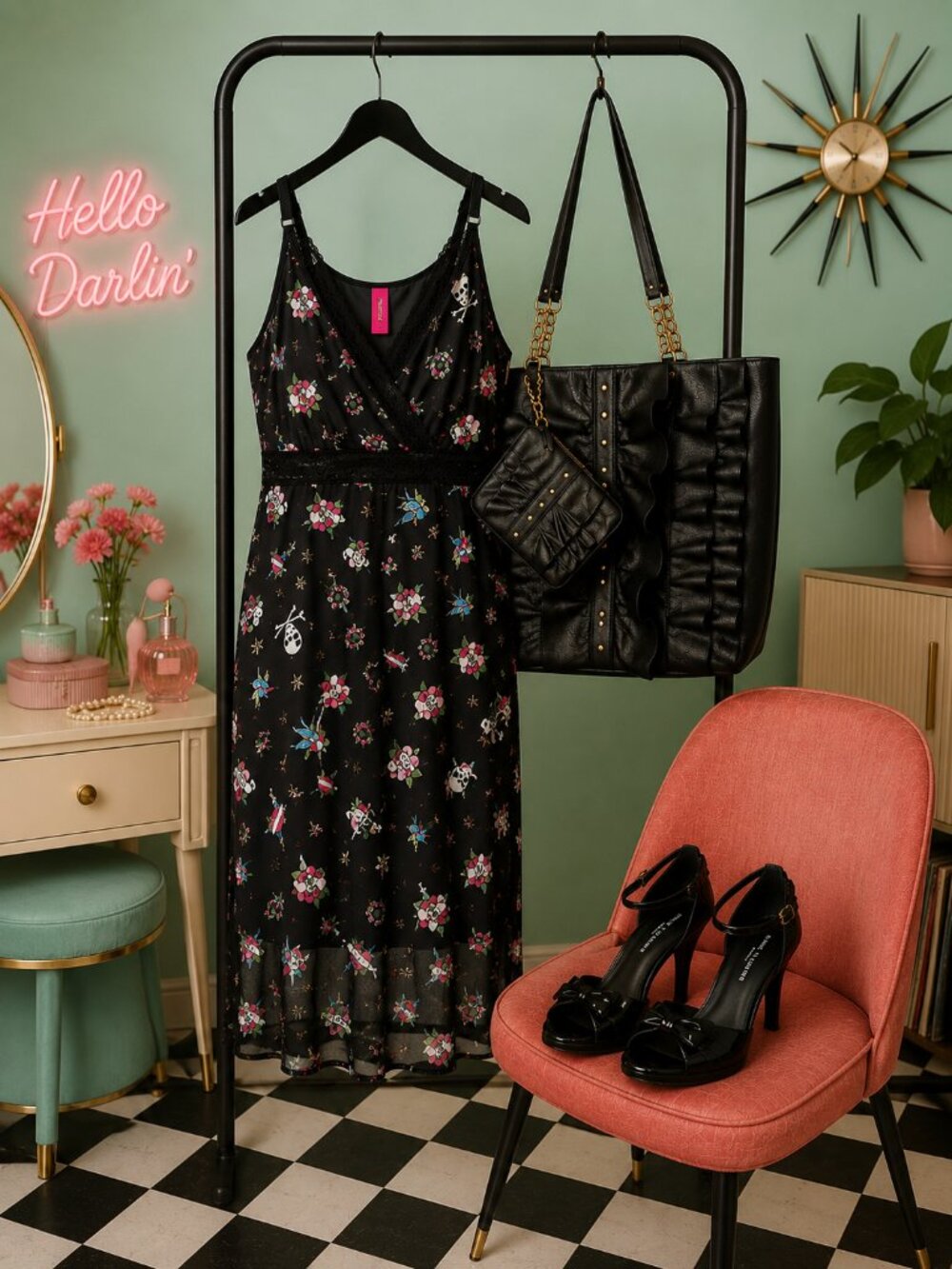 RARE Betsey Johnson x Torrid Tattoo Print Mesh Midi Dress NWT Size 0X